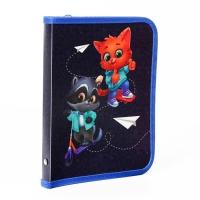 Папка для тетрадей А5 на молнии вокруг пластик ПМ-А5-04 унив &laquo;1 сентября: Зверята&raquo;