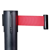 Стойка ограждения черн с вытяжной лентой-280см КРАСНАЯ,высота-90см,d- 6см,напольный d-32см