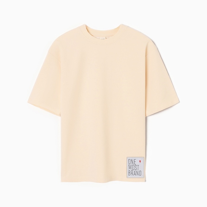 Футболка женская оверсайз MINAKU: One Most Brand цвет молочный, размер 46