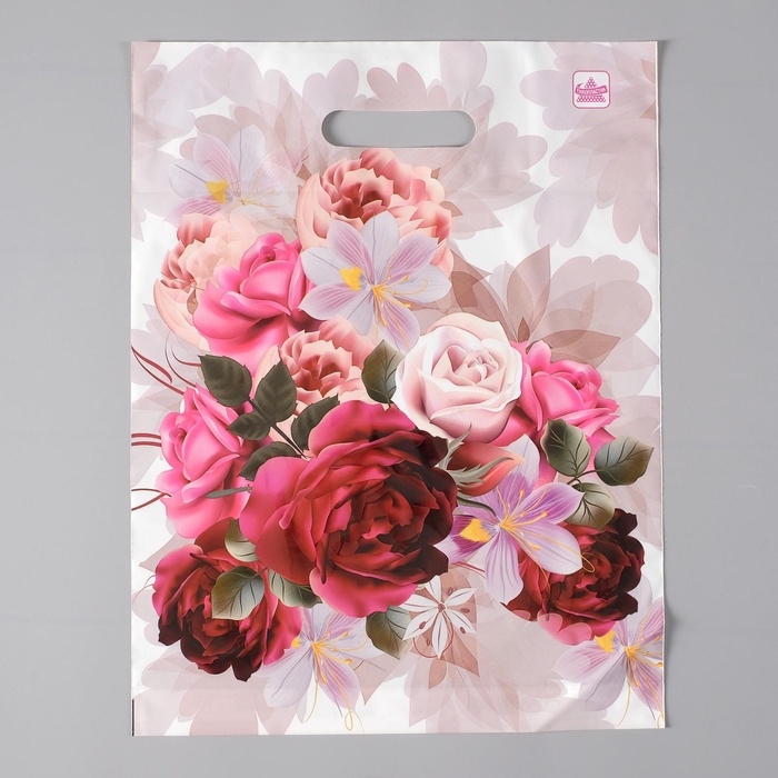 Пакет &laquo;Пионы на бежевом&raquo;, полиэтиленовый с вырубной ручкой, 55 мкм, 31&times;40 см