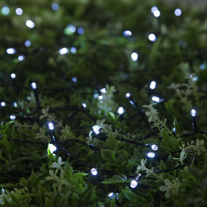 Гирлянда «Нить» 10 м, IP44, тёмная нить, 100 LED, свечение белое, 2 режима, солнечная батарея Гирлянда «Нить» 10 м, IP44, тёмная нить, 100 LED, свечение белое, 2 режима, солнечная батарея