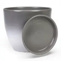 Горшок цветочный с поддоном 5 л, d122/h19,5 см серый керамика, "Туман" (М)