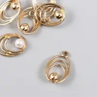 Декор для творчества металл, пластик "Овал с бусинкой" 1,2х2 см