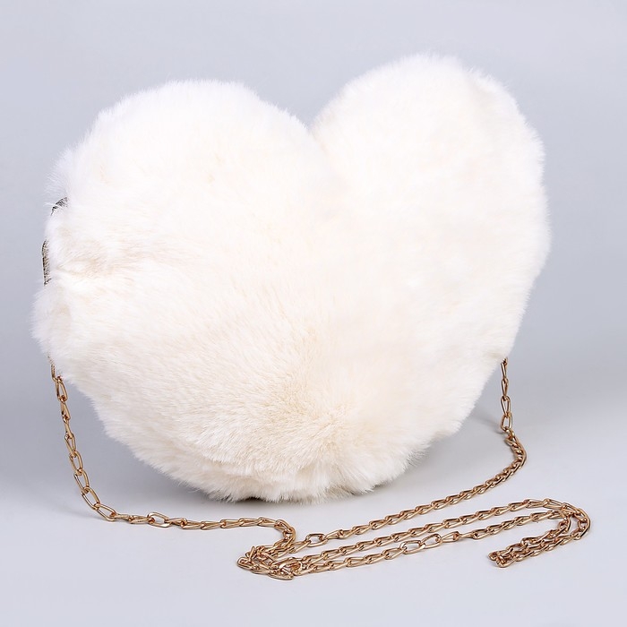 Сумка из плюша«Сердце», 25 х 20 х 3 см, цвет белый Сумка из плюша«Сердце», 25 х 20 х 3 см, цвет белый