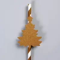 Трубочка для коктейля &laquo;Ёлочка&raquo;, полоска, в наборе 10 штук