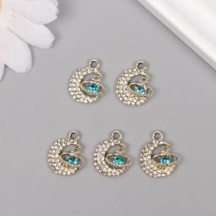 Декор для творчества металл, стразы "Космический месяц" золото 1,8х1,4х0,5 см