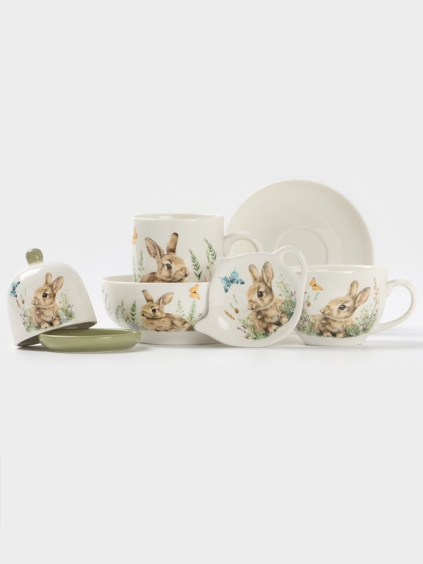 Лимонница Доляна &laquo;Зайка&raquo;, керамика, 9&times;9 см, белая