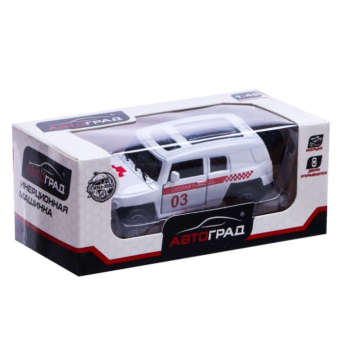 Машина металлическая &laquo;Скорая помощь&raquo;, инерционная, открываются двери, масштаб 1:48, цвет белый