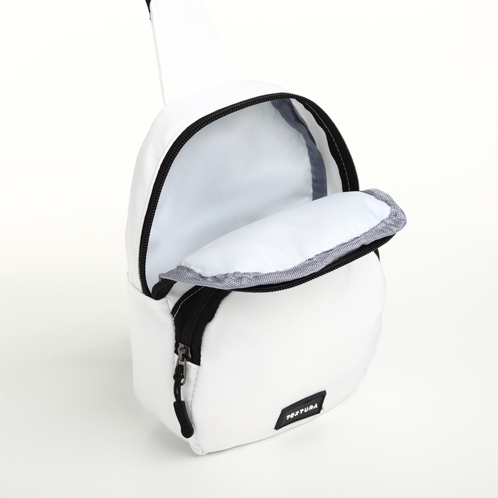 Сумка-слинг на молнии TEXTURA, наружный карман, цвет белый Сумка-слинг на молнии TEXTURA, наружный карман, цвет белый