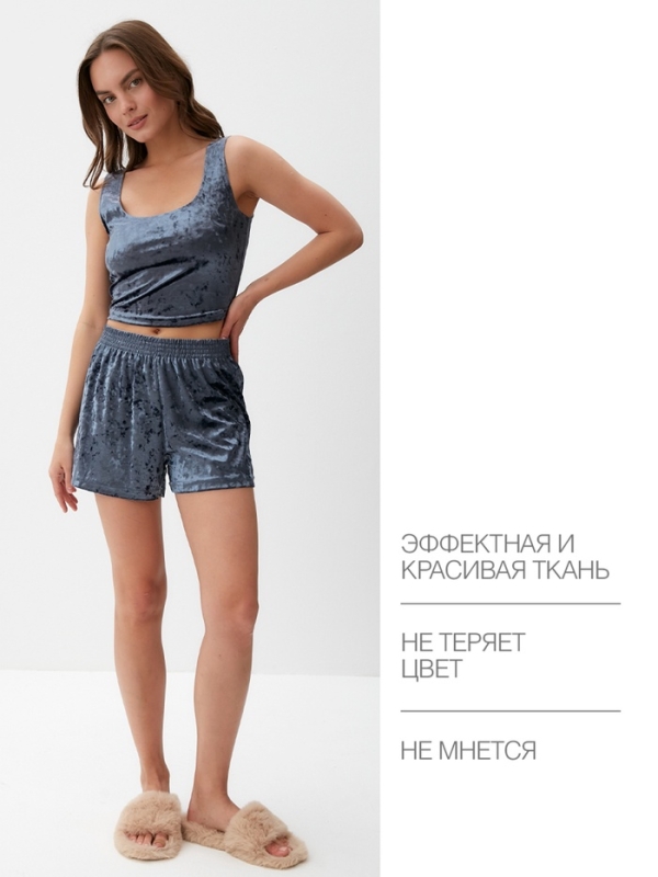 Шорты женские KAFTAN Шорты женские KAFTAN "Бархат", 48-50, серый,