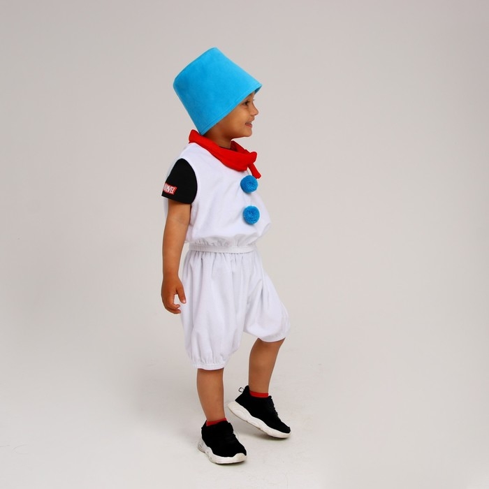 Карнавальный костюм &laquo;Снеговик&raquo; плюшевый: ведро, бермуды, жилет, шарф, ведро, р. 28, рост 98&ndash;104 см