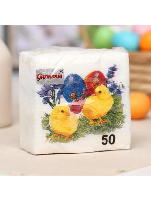 Салфетки бумажные пасхальные &laquo;Цыплята&raquo;, 1 слой, 24&times;24 см, 50 шт.