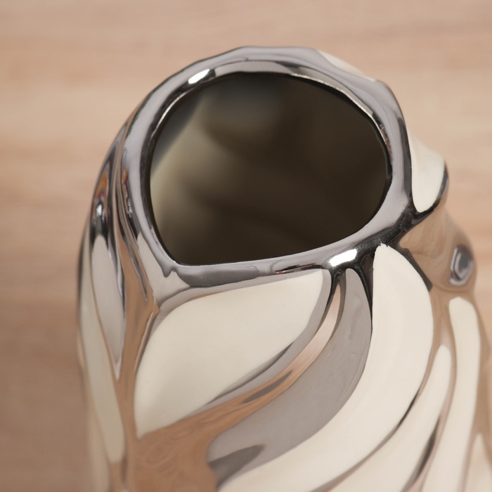 Ваза керамика настольная "Аксель" 23,5х11 см, бело-серебристый