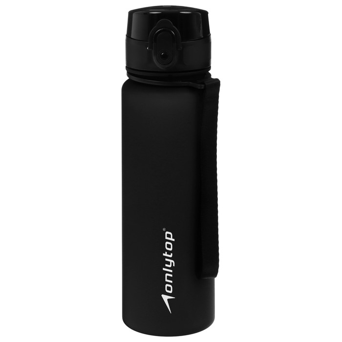 Бутылка спортивная для воды ONLYTOP, 500 мл, цвет чёрный