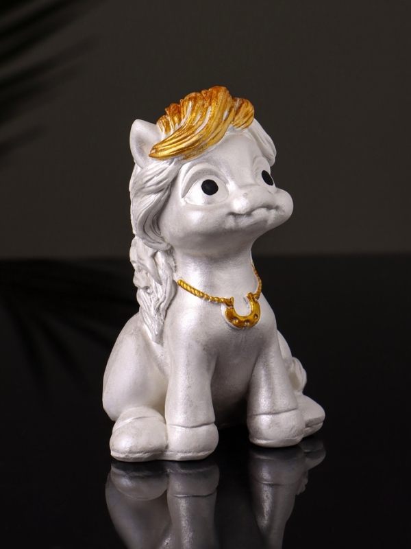 Статуэтка "Пони с подковой" 8х5х5 см, перламутр