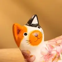 Сувенир &laquo;Котик в цветах&raquo;, 13&times;3&times;9 см, дерево, бело-оранжевый