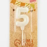 Свеча в торт &laquo;Праздник&raquo; цифра 5, жемчужный перламутр с блестками