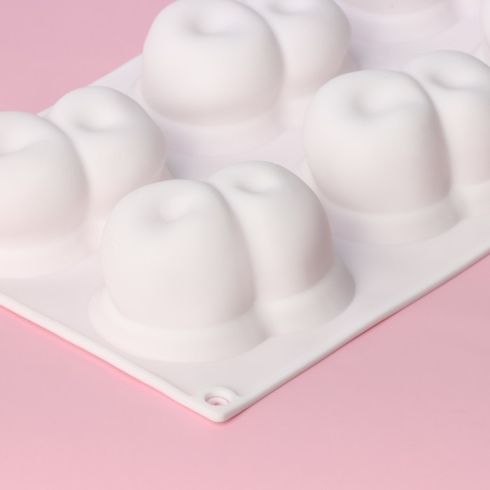 Форма для муссовых десертов и выпечки Доляна &laquo;Вишенки&raquo;, 29,8&times;17,2&times;4,2 см, 6 ячеек (8&times;5 см), цвет белый