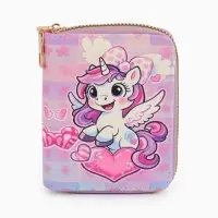 Кошелек дет 07-01-01 Июнь2549 единорог, 8,5*2,5*10,5 см, 2 отд+отд/молн, д/карт, розовый