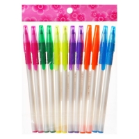 Набор шариковых ручек 12 штук, 0,7мм, корпус белый с резиновым держателем, чернила синие, МИКС