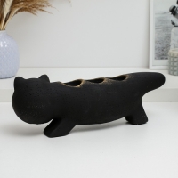 Подсвечник "Леопольд" черный с росписью, 12см Подсвечник "Леопольд" черный с росписью, 12см