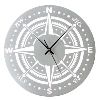 Часы настенные интерьерные &laquo;Компас&raquo;, плавный ход, d-40 см, серебристые