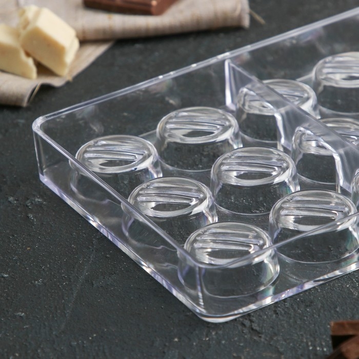 Форма для конфет и шоколада KONFINETTA &laquo;Шаффл&raquo;, 27,5&times;17,5&times;2,5 см, 21 ячейка 3&times;3&times;1 см, цвет прозрачный