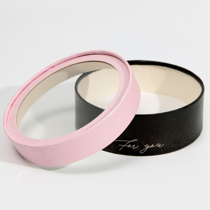 Коробка для макарун, кондитерская упаковка тубус с окном, For you 16 х 16 х 5 см