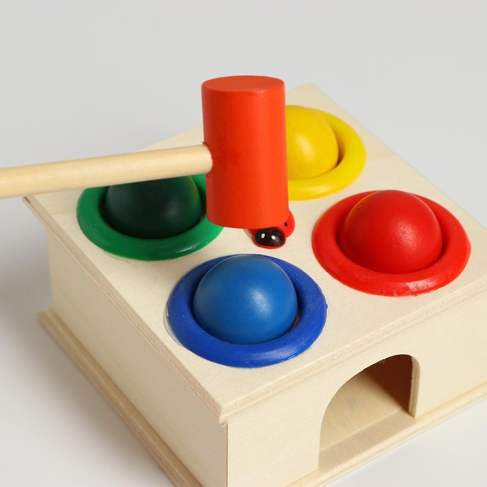 Стучалка квадратная Стучалка квадратная "Божья коровка" 4 шарика: 3 см, молоточек