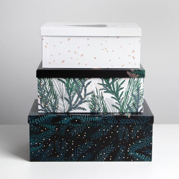 Набор подарочных коробок 3 в 1 &laquo;Ёлочки&raquo;, 26 х 17 х 10‒32.5 х 20 х 12.5 см, Новый год