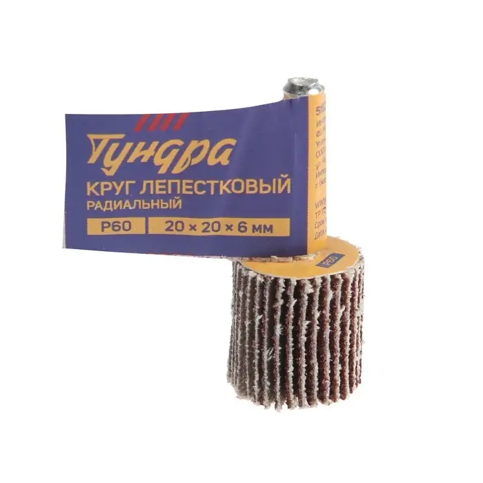 Круг лепестковый радиальный ТУНДРА, 20&times;20&times;6 мм, Р60