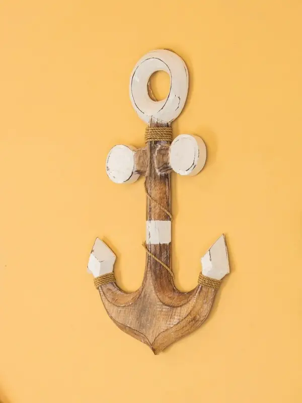 Декор интерьерный "Якорь" дерево 23х2х40 см, цв. белый