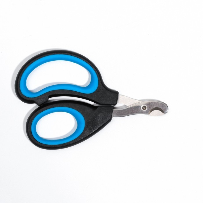 Ножницы-когтерезы "Пижон" Premium с эргономичной ручкой, чёрно-голубые