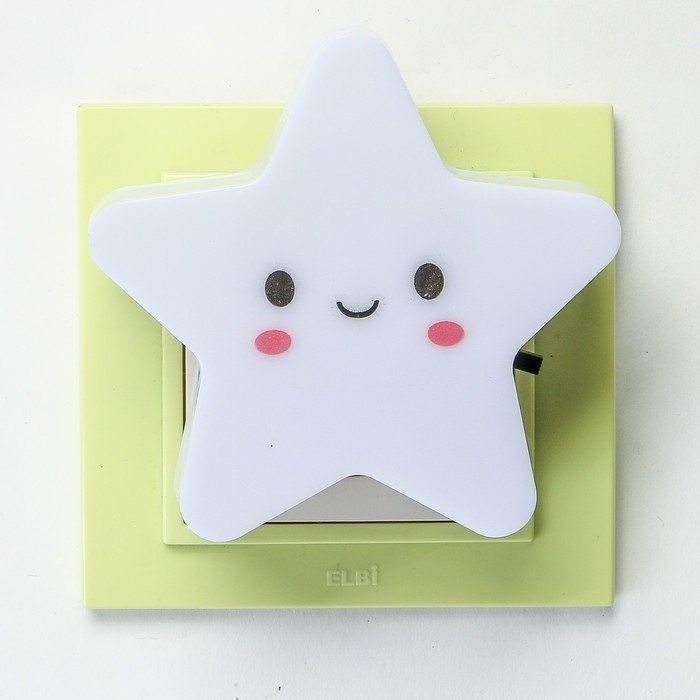 Ночник пластик LED "Звёздочка" с выключателем 220В МИКС 8х8,5х5 см RISALUX