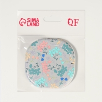 Зеркало карманное &laquo;Узор&raquo;, с подставкой, 8 &times; 8 см, цвет белый