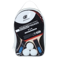 Набор для настольного тенниса BOSHIKA Premier: 2 ракетки, 3 мяча, 3 звезды, в чехле, цвета микс