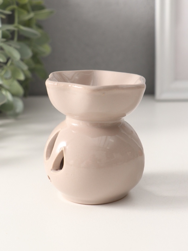 Аромалампа керамика "Пламя" телесная 7х7х7,5 см