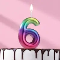 Свеча в торт &laquo;Цифра 6&raquo;, 5.5 см
