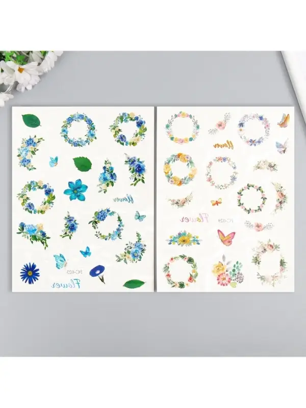 Переводные тату на тело цветные &laquo;Цветочные венки&raquo;, 24&times;14.5 см, МИКС
