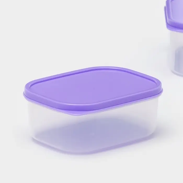 Набор контейнеров пищевых прямоугольных Доляна, 3 шт: 150 мл, 500 мл, 1,2 л, цвет сиреневый