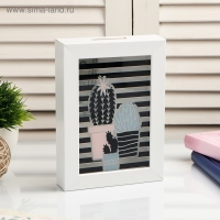 Копилка интерьерная пластик "Кактусы и полоски" 17х12х3,8 см