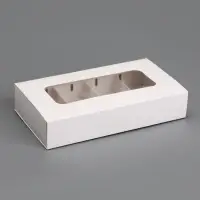 Коробка для 8 конфет, белая, 9.8&times;17.7&times;3.5 см