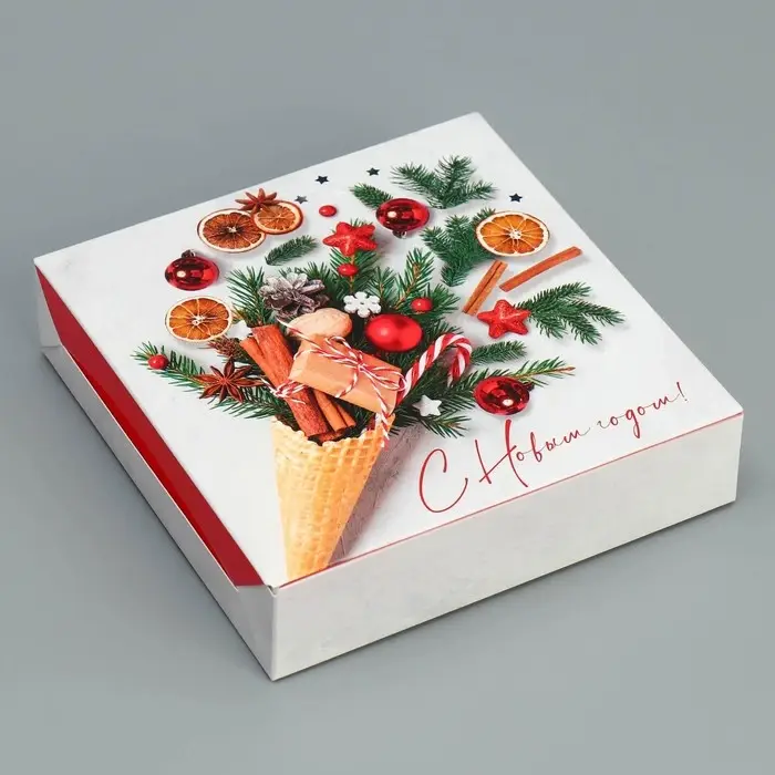 Коробка складная &laquo;С Новым годом!&raquo;, 14 х 14 х 3,5 см