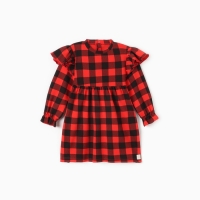 Платье детское с рюшами KAFTAN "Клеточка" размер 28 (86-92) Платье детское с рюшами KAFTAN "Клеточка" размер 28 (86-92)