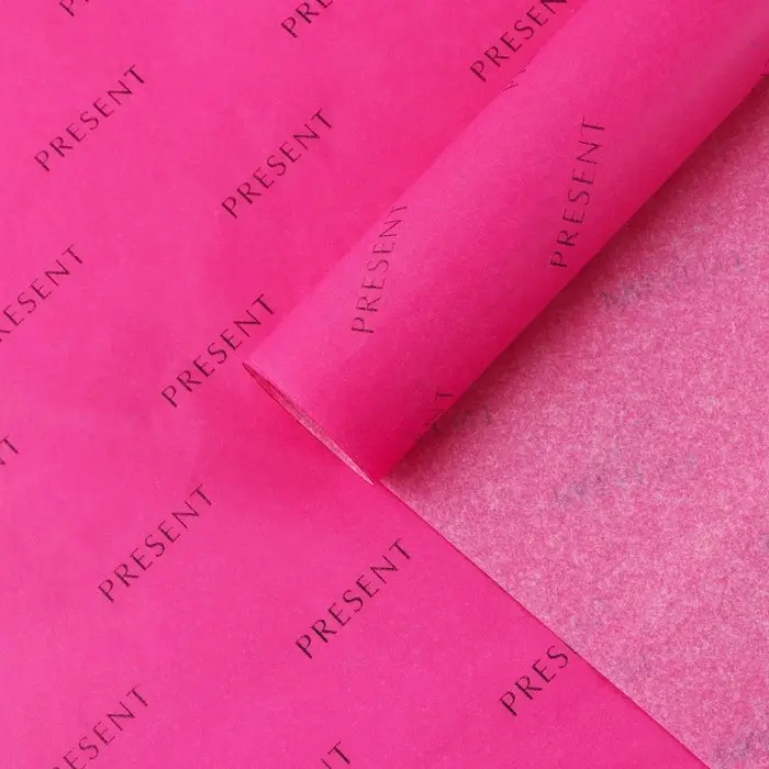 Бумага упаковочная тишью &laquo;Present&raquo;, розовая, 50 х 70 см
