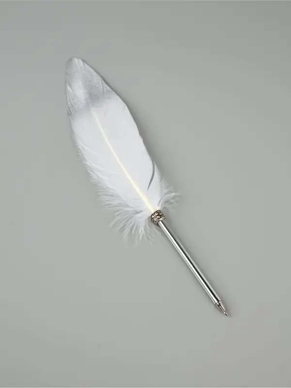 Перо белое с серебром (наконечник ручка), дл.25 см