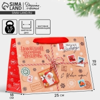 Пакет подарочный новогодний с широким дном &laquo;Сказочный подарок&raquo;, 25 х 19 х 18 см