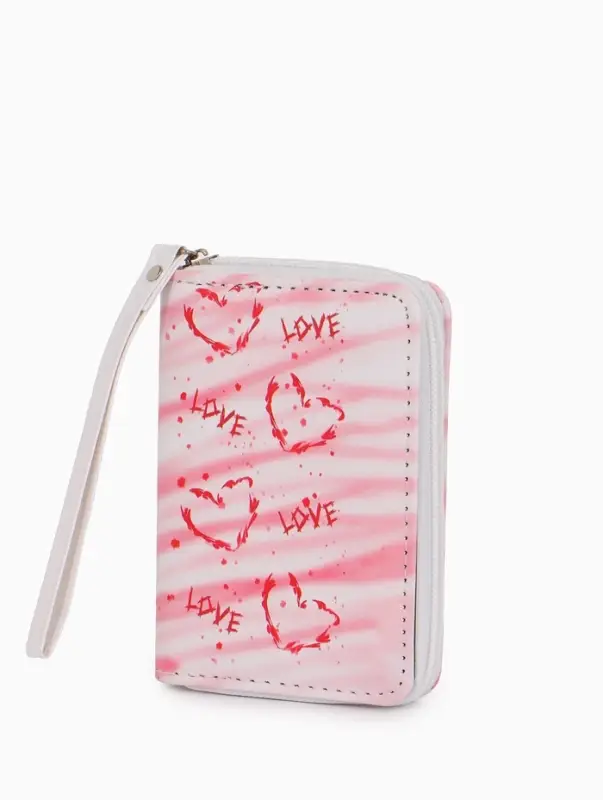 Кошелек жен 07-01-01 Июнь2528 сердце, 12*1,5*9 см, 2 отд+отд/молн, д/карт, розовый