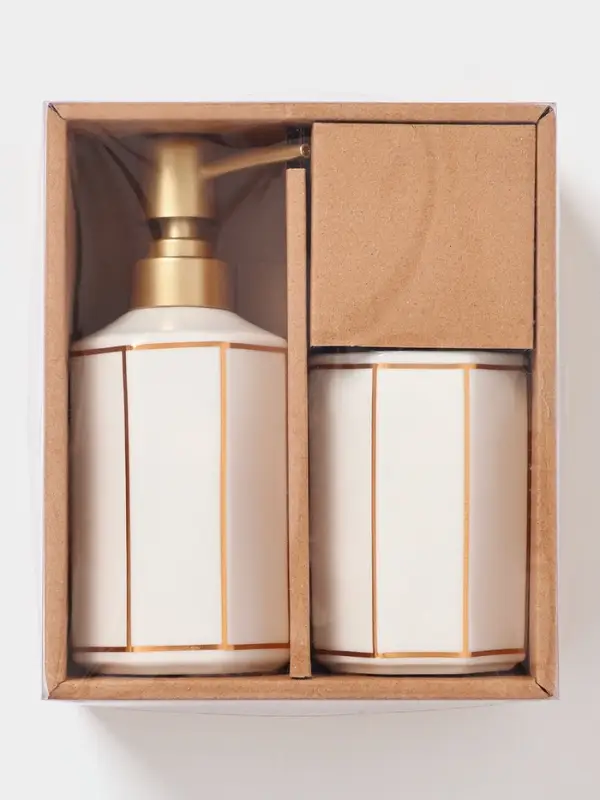 Набор для ванной "Равновесие", 2 предмета (дозатор для мыла, стакан), цвет белый