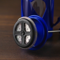 Чайник заварочный френч - пресс Доляна &laquo;Комплимент&raquo;, 350 мл, стекло, цвет синий